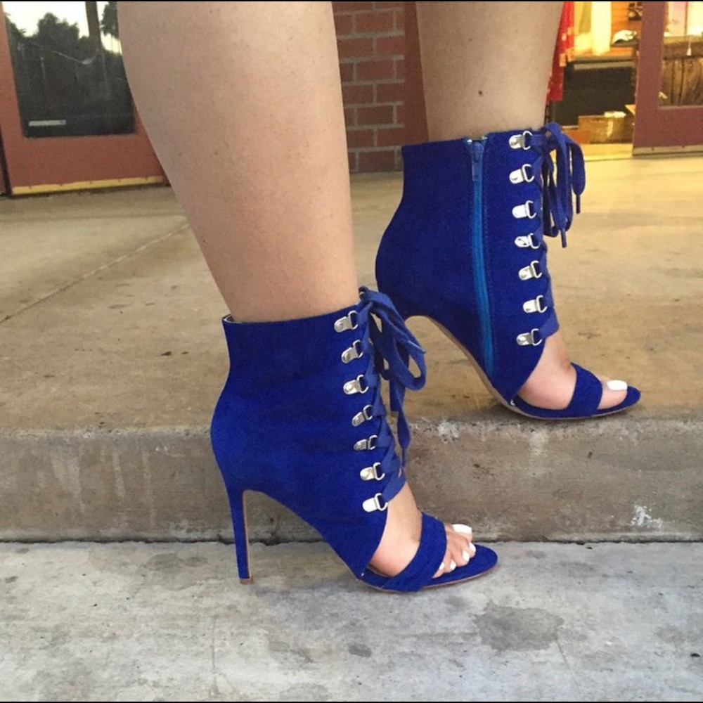 Blue Lace Up Heels
